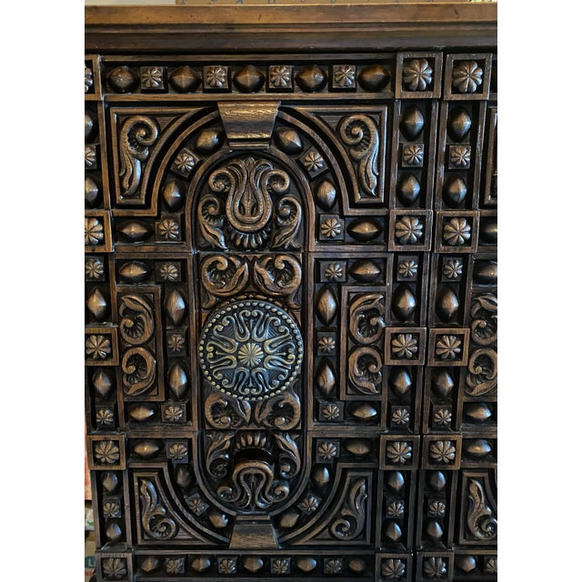 Hollywood Regency Mid Century Dated 1973 Ornate Barwick Furniture Hollywood Regency Spanish Armoire Dresser For Sale - Image 3 of 8