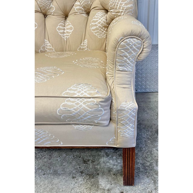 Henredon Tufted Back Chippendale Style Wingchair For Sale - Image 9 of 11