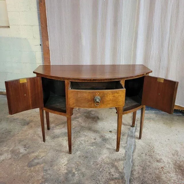 Antique English Sideboard Circa 1800 Georgian Inlaid Mahogany Bow Front For Sale - Image 6 of 13
