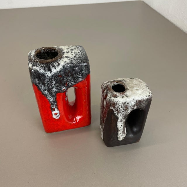 Pottery Fat Lava Hole Vases from Übelacker Ceramics, Germany, 1970s, Set of 3 For Sale - Image 4 of 18