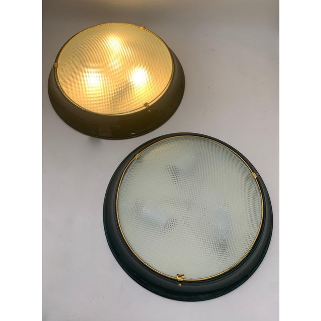Fontana Arte Large Vintage Ceiling Lights attributed to Fontana Arte, Italy, 1950, Set of 2 For Sale - Image 4 of 5