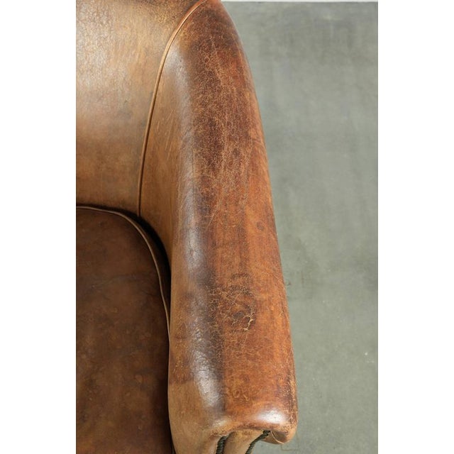 Brown Vintage Sheepskin Club Armchair For Sale - Image 8 of 18