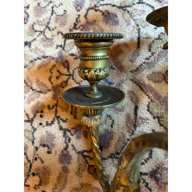 Louis XVI Style Gilt Bronze Five Arm Candle Wall Sconces For Sale In Minneapolis - Image 6 of 11