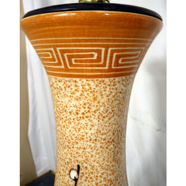 Vintage Mid-Century Modern 26" Asian Ceramic Table Lamp With Cherry Blossom Motif For Sale - Image 4 of 7
