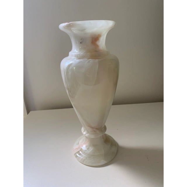 Transitional Transitional Honey Large Marble Onyx Vase For Sale - Image 3 of 10
