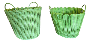 Woven Plastic Rattan Baskets, 1970s, Set of 2