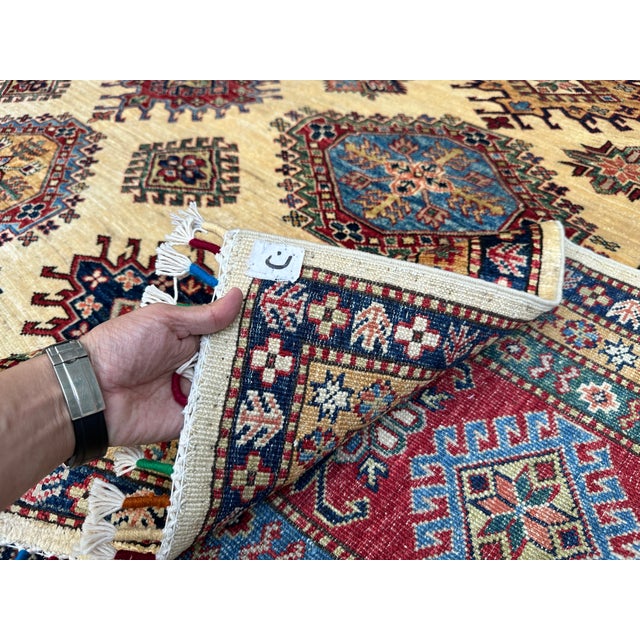 Hand-Knotted Afghan Kazak Wool Area Rug - 8'10" X 11'10" For Sale - Image 14 of 15