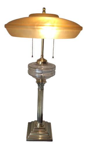 Antique Converted English Oil Table Lamp by Samuel S. Messenger