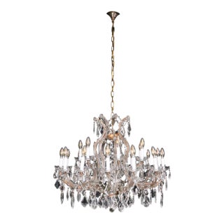 Early 20th Century Restored Large Scale Marie Therese Crystal Chandelier For Sale