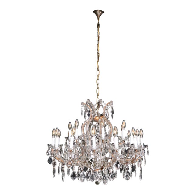 Early 20th Century Restored Large Scale Marie Therese Crystal Chandelier For Sale