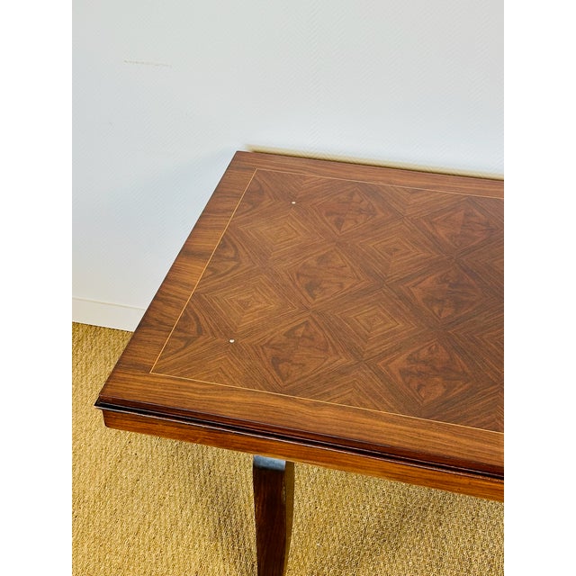 Art Deco Dining Table in Walnut and Diamond Marquetry, France, 1940s For Sale - Image 16 of 18