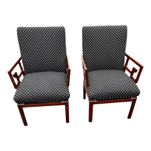 Late 20th Century Attributed to Michael Taylor Baker Greek Key Armchairs Pair