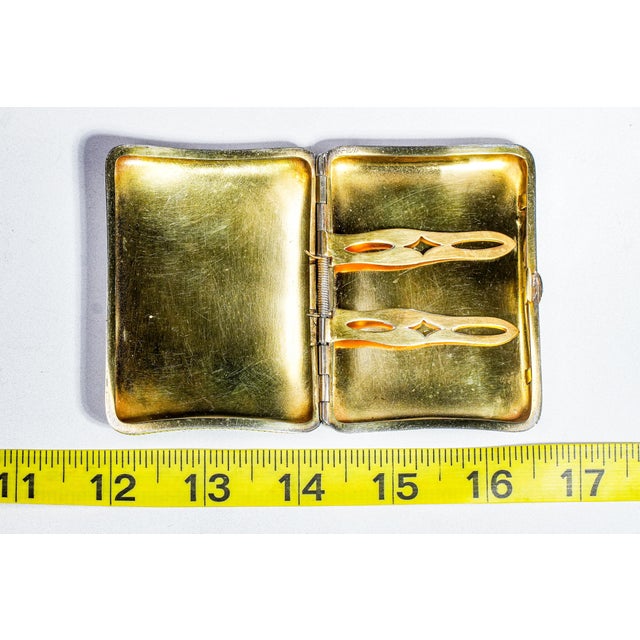 Exceptional Hand Painted Enamel Antique Sterling Silver Cigarette Case Horse Equestrian English Country Fox Hunt Scene For Sale - Image 9 of 18