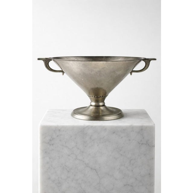 An exceptional and rare Swedish pewter compote bowl designed by Edvin Ollers in 1907, a celebrated figure in early 20th-...