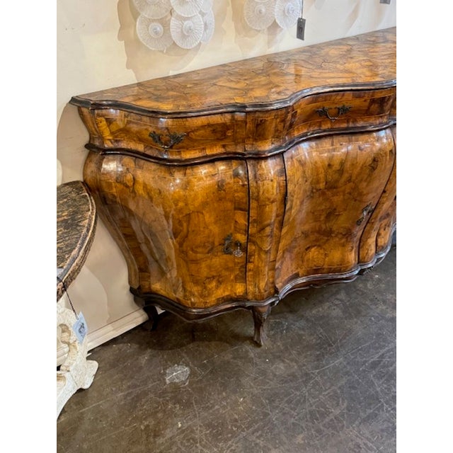Wood Italian Burl Walnut Bombe Sideboard For Sale - Image 7 of 10