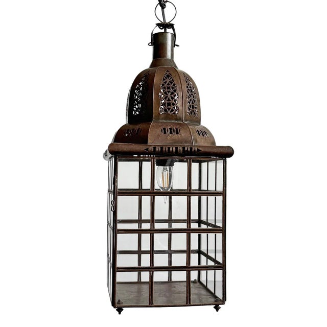 Vintage Windowpane Pendant Light For Sale In Los Angeles - Image 6 of 9