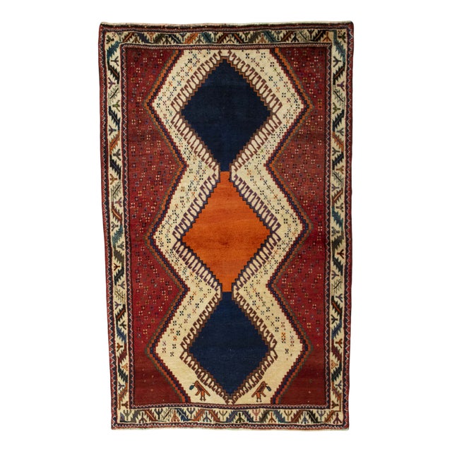 Hand-Knotted Nomadic Rug in Wool For Sale