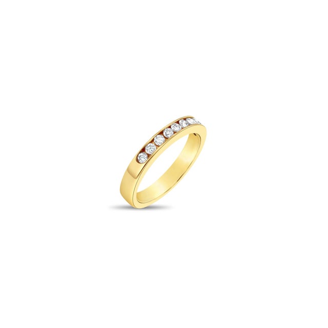 Contemporary 3MM Ten Stone Diamond Wedding Band, Size 3.5 For Sale - Image 3 of 5