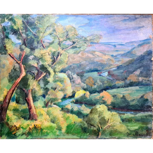 Jean Perret, Post Impressionist French Landscape, Oil on Canvas, 1960s For Sale