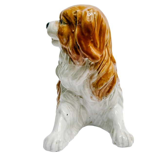 Vintage Continental Terracotta Cavalier King Charles Spaniel Dog Figurines - A Pair For Sale In San Diego - Image 6 of 13