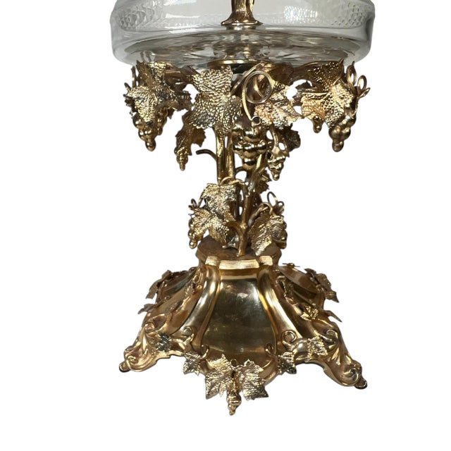 19th Century Gilded French Crystal Epergne For Sale In Dallas - Image 6 of 7