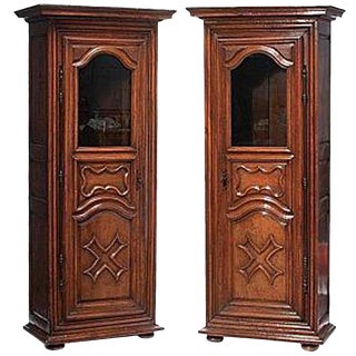 Pair of 18th Century Louis XVI Walnut Bonnetieres Armoires For Sale