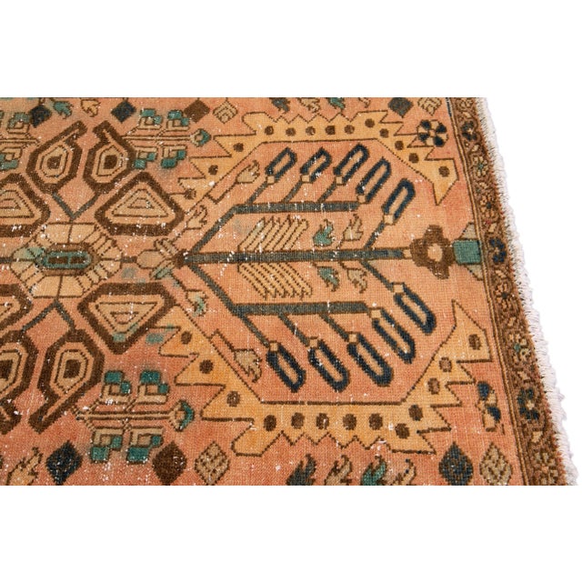 1960s 1960s Vintage Distressed Handmade Tribal Peach Wool Runner For Sale - Image 5 of 9