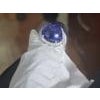 Arts & Crafts 10.10 Ct Natural Tanzanite Cabochon & 0.40 Ct Natural Diamond Ring in 18KW Gold For Sale - Image 3 of 6