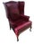 Vintage English Georgian-Style Wingback Oxblood Upholstery Lounge Chair & Matching Ottoman For Sale - Image 9 of 10