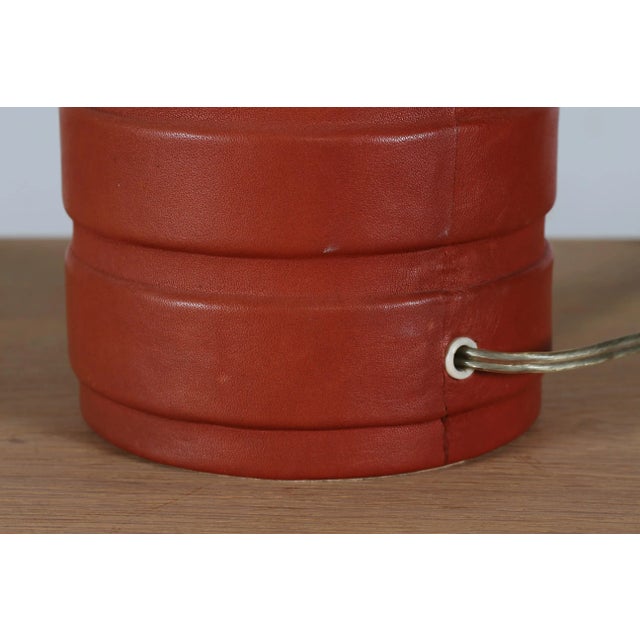 Large Scandinavian Modern Adjustable Table Lamp with Red Brown Color Leather, 1960s For Sale - Image 12 of 12