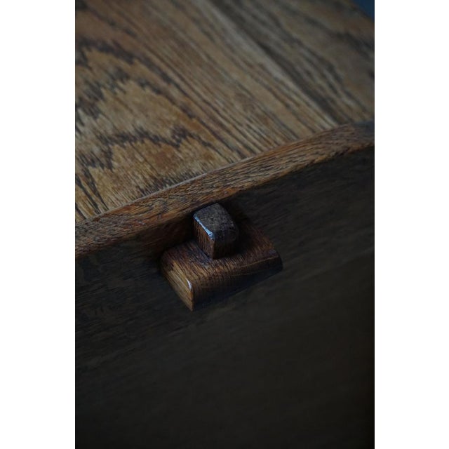 Wood Mid 20th Century Modern Danish Oak Chest with Decorative Relief Carving, 1940s For Sale - Image 7 of 18