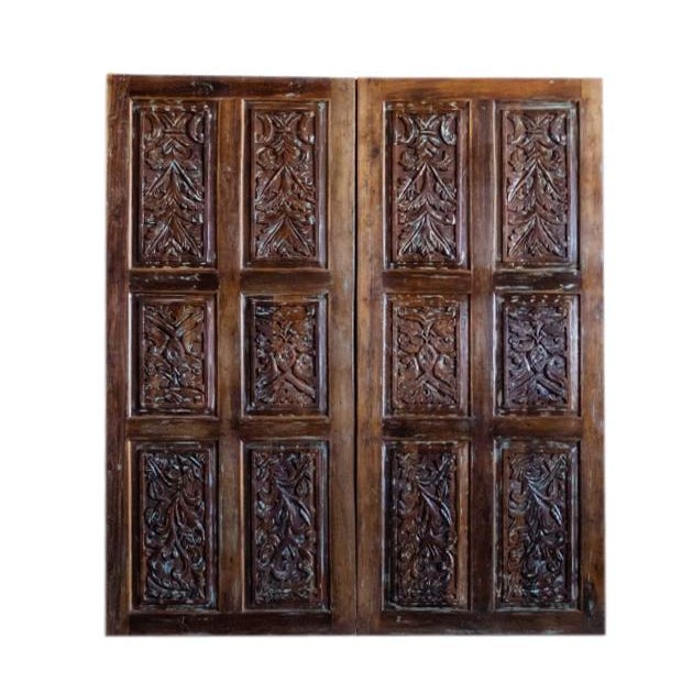 Mid-Century Modern Rustic Hand-Carved Door Panel – Farmhouse Reclaimed Wood Barn Door 84x36 For Sale - Image 3 of 7