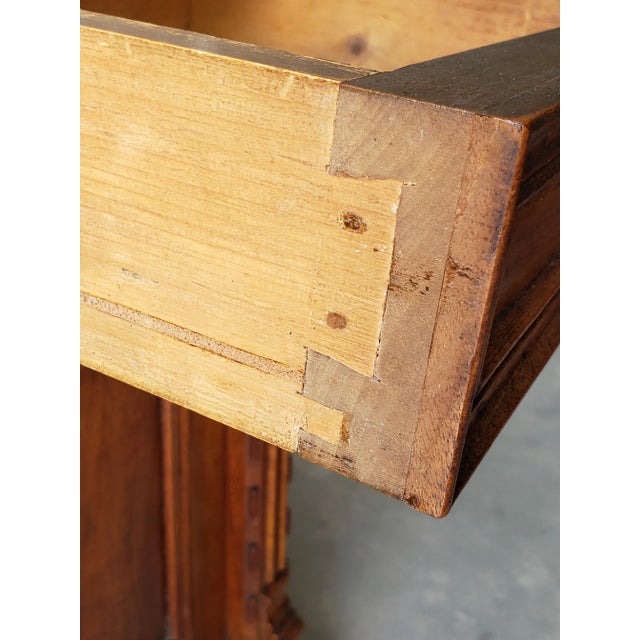 Wood French Brutalist Style 19th Century Carved Walnut Bedside Table For Sale - Image 7 of 9