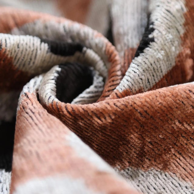 Copper Gold Black Dot Silk Velvet Lumbar Pillow – 16x24 Handmade Modern Cushion For Sale - Image 4 of 7