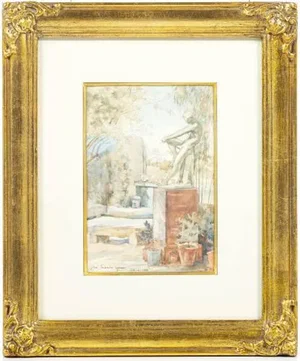 Jose Teixeira Lopes, Statue, Watercolor on Paper