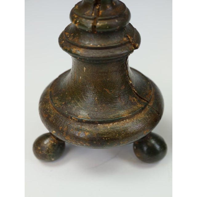 French Painted Wood Altar Candlesticks, 1780, Set of 2 For Sale - Image 9 of 13