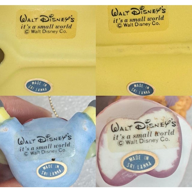 Lavender Disney Goebel “It’s a Small World” Hand-Painted Ceramic Ornament Figures, Set of 4, For Sale - Image 8 of 13