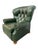 English Vintage Ethan Allen Forrest Green Leather Chesterfield Reclining Lounge Chair For Sale - Image 3 of 9