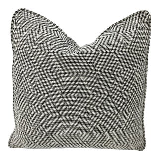 Contemporary Bernhardt Transitional Style Gray Geometric Print Duck Down Throw Pillow For Sale