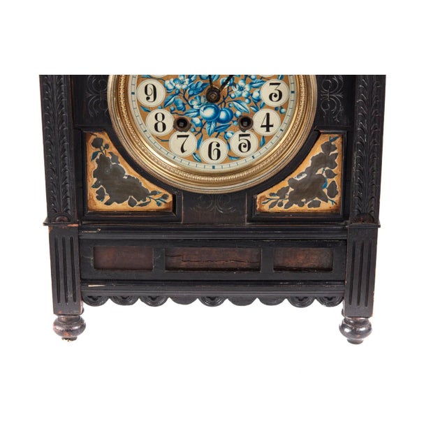 19th Century Victorian Ebonised Aesthetic Movement Mantel Clock For Sale - Image 3 of 9