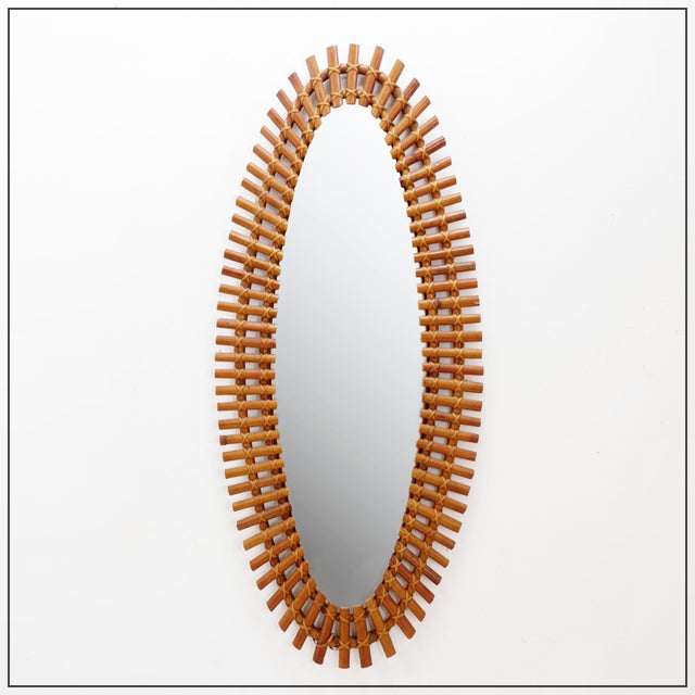Italian Bamboo Mirror in the style Olaf Von Bohr, 1960s For Sale - Image 15 of 15