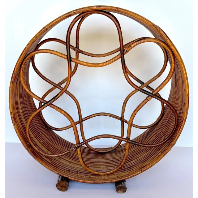Boho Rattan Circular Porthole 6 Bottle Wine Caddy/ Rack For Sale In West Palm - Image 6 of 7