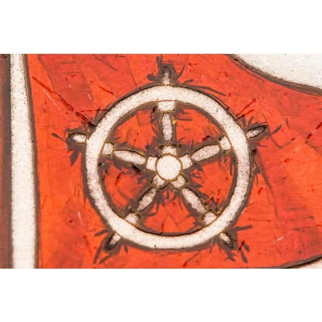 Nautical Flag Hand Painted Enamel Sterling Silver Antique Match Box Holder Tobacciana For Sale In New York - Image 6 of 12