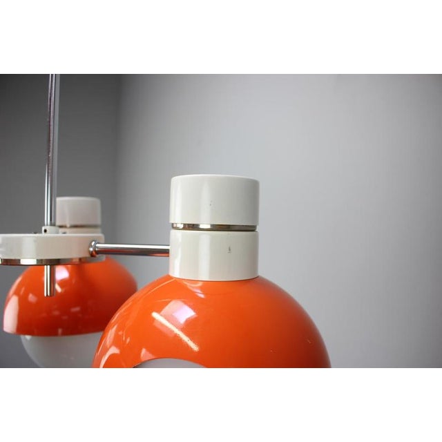 Czechoslovak Space Age Orange and Opaline Glass Chandelier from Napako, 1970s For Sale - Image 6 of 17