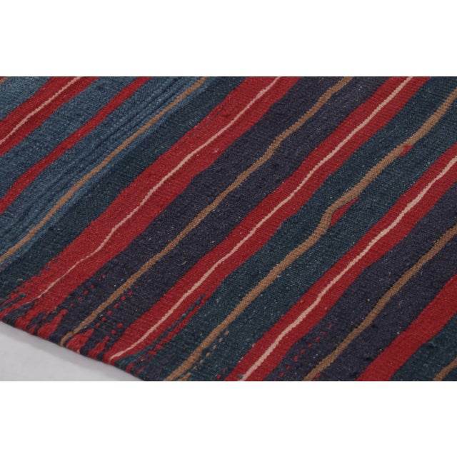 Rug & Kilim's Contemporary Rez Kilim With Navy and Red Striped Design For Sale In New York - Image 6 of 10