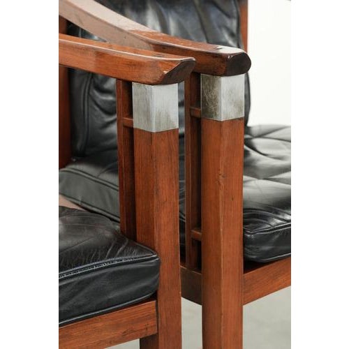 Vintage Art Deco Dining Chairs in Black Leather from Schuitema, Set of 2 For Sale - Image 12 of 15