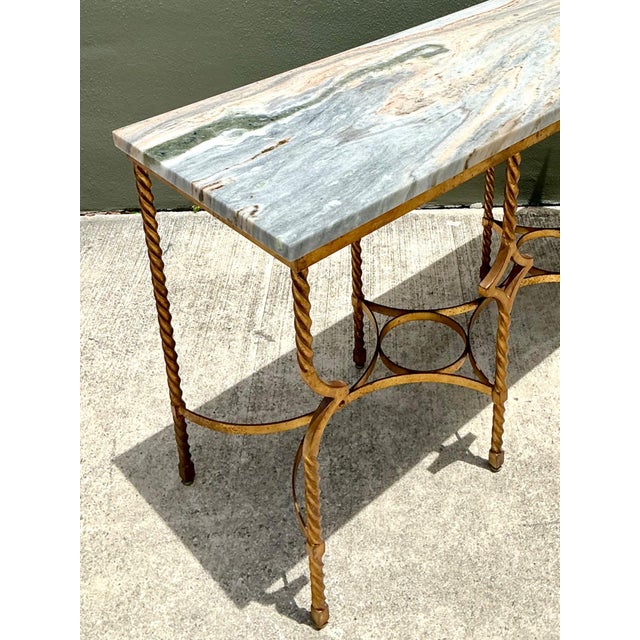 Vintage Twisted Iron and Marble Console Table For Sale - Image 13 of 18
