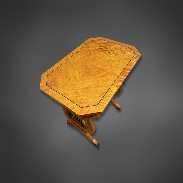 Vintage Biedermeier Style Lyre-Shaped Table, 1920 For Sale - Image 4 of 9