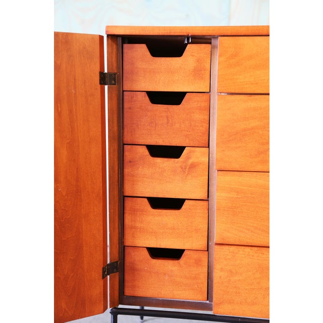 Wood 1950s Mid Century Modern Paul McCobb 20 Drawer Chest of Drawers on Iron Base For Sale - Image 7 of 15