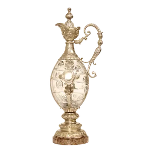 Maitland Smith Victorian Style Cut Crystal Silver Plated Ewer Pitcher